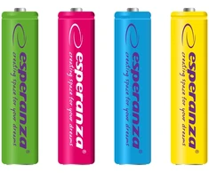 EZA107 Esperanza įkraunamos Ni-MH baterijos AAA 1000mAh 4 vnt. mišrių spalvų