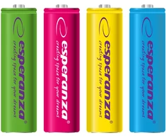 EZA108 Esperanza įkraunamos Ni-MH AA 2000 mAh baterijos, 4 vnt., mišrių spalvų