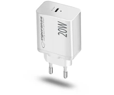 EZC104W Esperanza 20W USB-C PD sieninis įkroviklis, baltas