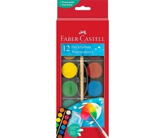 Faber-Castell akvarelinių dažų dėžutė, 12 spalvų, didelė (125018)