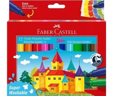 Faber-Castell - Flomasteriai Jumbo - 12 vnt., labai lengvai nuplaunami (154311)