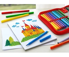 Faber-Castell flomasteriai, pilies formos, 50 vnt. pakuotė kartoninėje dėžutėje (554204)