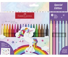 Faber-Castell - Flomasteris vienaragis 18+6 + lipdukai (554221)