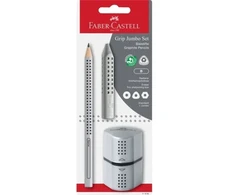 Faber-Castell - Grafitinių pieštukų rinkinys Jumbo Grip - sidabrinis BC (111996)