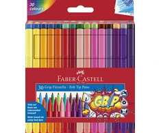 Faber-Castell - Pluoštinių rašiklių rinkinys su Grip spalvotais žymekliais, 30 vnt. (155335)
