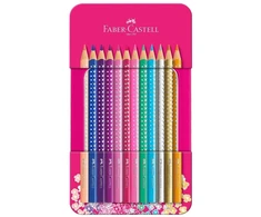 Faber-Castell - Sparkle spalvoti pieštukai, 12 vnt. skardinėje dėžutėje (201737)