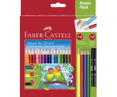 Faber-Castell trikampiai pieštukai, reklaminis rinkinys, 18 vnt. + 4 vnt. + 2 vnt. (201597)