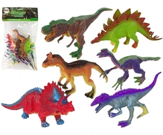 Figurki Žaislų rinkinys Dinozaurai Lean Toys, 6 vnt., su medžiu ir kiaušiniu