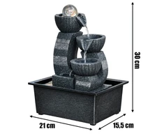 Fontanna Dekoratyvinis sodo stalo fontanas, dekoratyvus LED, 30x15,5x21 cm