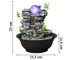 Fontanna Dekoratyvinis stalo fontanas, dekoratyvus LED stalo fontanas, 21,5x21,5x23 cm