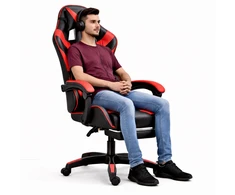 Lean Žaidimų kėdė juoda ir raudona