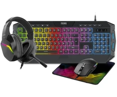 Freaks And Geeks - 4 in 1 Pack QWERTZ Keyboard+Mouse+Mousepad+Headset (RGB)