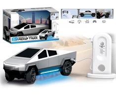 Futuristinis radijo bangomis valdomas automobilis su įkrovimo stotele