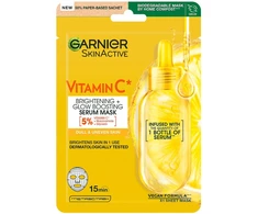 Garnier Skin Active vitamino C lakštinė veido kaukė su itin drėkinančia ir skaistinančia tekstūra, 28 ml