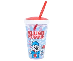 Gertuvė Fizz Creations SLUSH PUPPiE puodelis ir lankstus šiaudelis