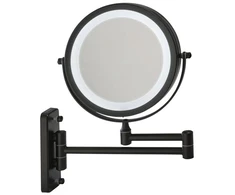 Glow Up Švytintis vizažisto veidrodis – dvipusis su LED – juodas