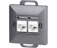 Gniazdo Antracito spalvos dviguba RJ45 Cat5 jungtis Pearl