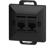 Gniazdo Dviguba RJ45 Cat5 Jungtis Pearl, Juoda