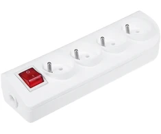 Elgotech Prailginimo laido lizdas x 4 su įžeminimu ir jungikliu, baltas GN-40W
