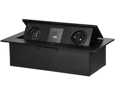 Orno Lizdas Baldinis lizdas, įleidžiamas į stalviršį, su plokščiu frezuotu kraštu ir USB įkrovikliu, 2x2P+Z, 2xUSB (A+C tipo; 3,6A), juodas