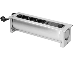 Orno Lizdas Baldų lizdas, įleidžiamas į stalviršį, su plokščiu frezuotu kraštu ir elektros anga, 3x2P+Z (Schuko), 2xNET, 1xHDMI