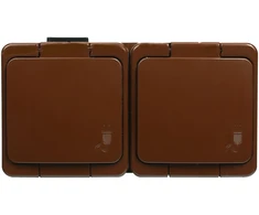 Gniazdo Lizdas Dvigubas 2P+Z lizdas, atsparus vandeniui, su gaminio spalvos dangteliu, IP44, SMART, rudas