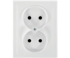 Gniazdo Lizdas Dvigubas kištukinis lizdas 2x2P Malta, 16A, 250V, PT-5M, baltas