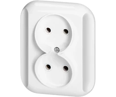 Gniazdo Lizdas Dvigubas kištukinis lizdas 2x2p 16A, 250V, TOPAZ, baltas