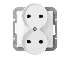 Gniazdo Lizdas Dvigubas kištukinis lizdas 2x2P Pearl, 16A, 250V, PT-5PR, baltas