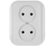 Gniazdo Lizdas Dvigubas kištukinis lizdas 2x2p 16A, 250V, TOPAZ, baltas