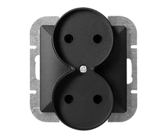 Gniazdo Lizdas Dvigubas kištukinis lizdas 2x2P Pearl, 16A, 250V, PT-5PR, juodas