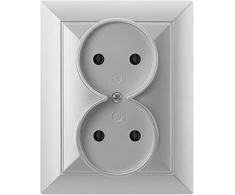 Gniazdo Lizdas Dvigubas kištukinis lizdas 2x2P Pearl, 16A, 250V, PT-5 P, sidabrinis