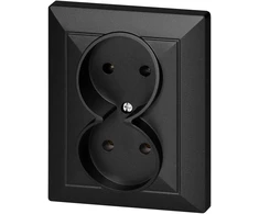 Gniazdo Lizdas Dvigubas kištukinis lizdas 2x2P Pearl, 16A, 250V, PT-5 P, juodas
