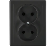 Gniazdo Lizdas Dvigubas kištukinis lizdas 2x2P Malta, 16A, 250V, PT-5M, matinės juodos spalvos