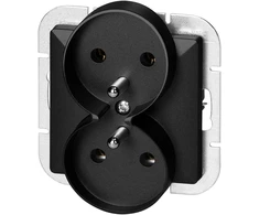 Gniazdo Lizdas Dvigubas kištukinis lizdas 2x2P+Z Pearl, 16A, 250V, PT-6 PR, juodas