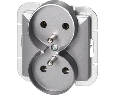 Gniazdo Lizdas Dvigubas kištukinis lizdas 2x2P+Z Pearl, 16A, 250V, PT-6 PR, antracito spalvos