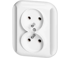 Gniazdo Lizdas Dvigubas kištukinis lizdas 2x2p+Z 16A, 250V, TOPAZ, baltas