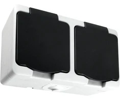 Orno Lizdas Dvigubas kištukinis lizdas 2X2P+Z AQUATIC MINI IP 54 balta-juoda, 5 vnt.