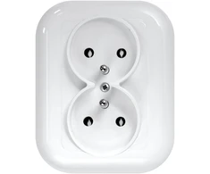 Gniazdo Dvigubas kištukinis lizdas 2x2p+Z 16A, 250V, su ventiliatoriumi, baltas