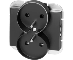 Gniazdo Lizdas Dvigubas kištukinis lizdas 2x2P+Z Onyx, 16A, 250V, PT-6OR, juodas