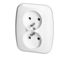 Gniazdo Lizdas Dvigubas kištukinis lizdas 2x2p+Z 16A, 250V, ATUT, baltas