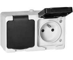 Orno Lizdas Dvigubas lizdas 2X2P+Z AQUATIC MINI IP 54, baltas ir juodas