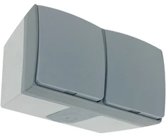 Orno Lizdas Dvigubas lizdas 2x2P+Z AQUATIC PRO IP 55 grafito pilkas 5 vnt.