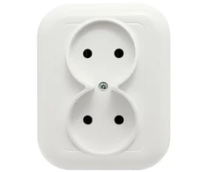 Gniazdo Lizdas Dvigubas lizdas be išvado 2x2p 16A, 250V, su ventiliatoriumi, baltas