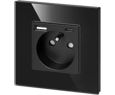 Gniazdo Lizdas Lizdas 2P+Z, USB-A + USB-C, PD, maks. 20W, juodas