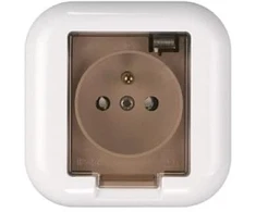 Gniazdo Lizdas Lizdas be išvado, 2 p+Z, 16A, 250V, su gaminio spalvos atvartu, FAN, baltas
