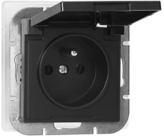 Gniazdo Lizdas Lizdas su 2P+Z apsauga nuo vandens purslų su atvartu, Pearl, 16A, 250V, PT-16PH, juodas