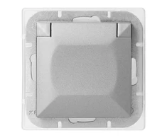 Gniazdo Lizdas Lizdas su 2P+Z apsauga nuo vandens purslų su atvartu, Pearl, 16A, 250V, PT-16PH, sidabrinis