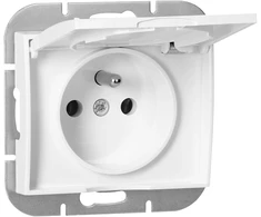 Gniazdo Baltas Onyx viengubas lizdas su dangteliu, atsparus drėgmei, 16A, 250V