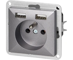 Gniazdo Vienguba lizdas su USB įkrovikliu, antracitas